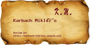 Karbach Miklós névjegykártya